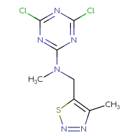 Chemical structure of 4,6-dichloro-N-methyl-N-[(4-methyl-1,2,3-thiadiazol-5-yl)methyl]-1,3,5-triazin-2-amine - CSSB03450250448