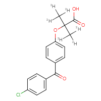 Chemical structure of 2-[4-(4-chlorobenzoyl)phenoxy]-2-(²H₃)methyl(²H₃)propanoic acid - CSSB00025740033