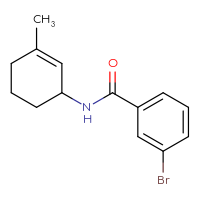 Chemical structure of 3-bromo-N-(3-methylcyclohex-2-en-1-yl)benzamide - CSSB02157253305