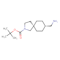 Chemical structure of tert-butyl (5r,8r)-8-(aminomethyl)-2-azaspiro[4.5]decane-2-carboxylate - CSSB21298306010