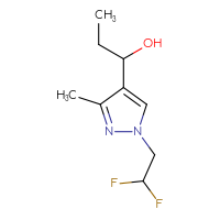 Chemical structure of 1-[1-(2,2-difluoroethyl)-3-methyl-1H-pyrazol-4-yl]propan-1-ol - CSSB21006895383