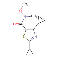 Chemical structure of 2,4-dicyclopropyl-N-methoxy-N-methyl-1,3-thiazole-5-carboxamide - CSSB21151592129