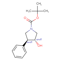 Chemical structure of rac-tert-butyl (3R,4S)-3-hydroxy-4-phenylpyrrolidine-1-carboxylate - CSSB20620672403