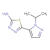 Chemical structure of 5-[1-(propan-2-yl)-1H-pyrazol-5-yl]-1,3,4-thiadiazol-2-amine - CSSB00014504110