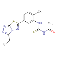 Chemical structure of 3-acetyl-1-(5-{3-ethyl-[1,2,4]triazolo[3,4-b][1,3,4]thiadiazol-6-yl}-2-methylphenyl)thiourea - CSSB00026326147