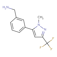 Chemical structure of 1-{3-[1-methyl-3-(trifluoromethyl)-1H-pyrazol-5-yl]phenyl}methanamine - CSSB00047072435
