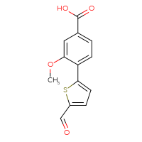Chemical structure of 4-(5-formylthiophen-2-yl)-3-methoxybenzoic acid - CSSB00103842514