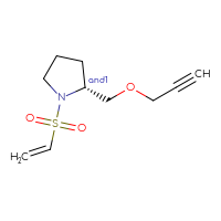 Chemical structure of rac-(2R)-1-(ethenesulfonyl)-2-[(prop-2-yn-1-yloxy)methyl]pyrrolidine - CSMB21106304168