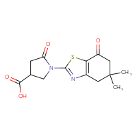 Chemical structure of 1-(5,5-dimethyl-7-oxo-4,5,6,7-tetrahydro-1,3-benzothiazol-2-yl)-5-oxopyrrolidine-3-carboxylic acid - CSSB00138414829