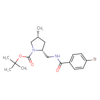 Chemical structure of tert-butyl (2R,4R)-2-{[(4-bromophenyl)formamido]methyl}-4-methylpyrrolidine-1-carboxylate - CSSB14832620274