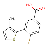Chemical structure of 4-fluoro-3-(3-methylthiophen-2-yl)benzoic acid - CSSB00014315166