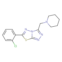 Chemical structure of 1-{[6-(2-chlorophenyl)-[1,2,4]triazolo[3,4-b][1,3,4]thiadiazol-3-yl]methyl}piperidine - CSSB00121608381