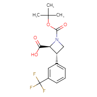 Chemical structure of (2S,3S)-1-[(tert-butoxy)carbonyl]-3-[3-(trifluoromethyl)phenyl]azetidine-2-carboxylic acid - CSSB03567088631