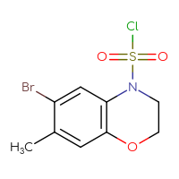 Chemical structure of 6-bromo-7-methyl-3,4-dihydro-2H-1,4-benzoxazine-4-sulfonyl chloride - CSSB14959847597