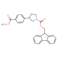 Chemical structure of (9H-fluoren-9-yl)methyl 3-[4-(methoxycarbonyl)phenyl]pyrrolidine-1-carboxylate - CSSB06655750402