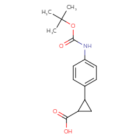 Chemical structure of 2-(4-{[(tert-butoxy)carbonyl]amino}phenyl)cyclopropane-1-carboxylic acid - CSSB00103052494