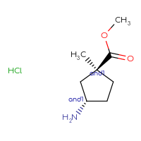 Chemical structure of rac-methyl (1R,3R)-3-amino-1-methylcyclopentane-1-carboxylate hydrochloride - CSSB06744596777