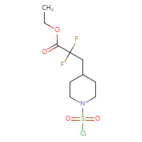 Chemical structure of ethyl 3-[1-(chlorosulfonyl)piperidin-4-yl]-2,2-difluoropropanoate - CSSB21224772828