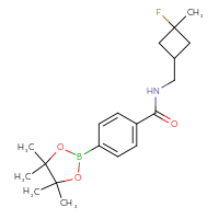 Chemical structure of N-[(3-fluoro-3-methylcyclobutyl)methyl]-4-(4,4,5,5-tetramethyl-1,3,2-dioxaborolan-2-yl)benzamide - CSSB02533283902