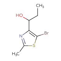 Chemical structure of 1-(5-bromo-2-methyl-1,3-thiazol-4-yl)propan-1-ol - CSSB00153536750