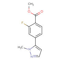 Chemical structure of methyl 2-fluoro-4-(1-methyl-1H-pyrazol-5-yl)benzoate - CSSB02670041945