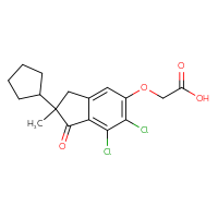 Chemical structure of 2-[(6,7-dichloro-2-cyclopentyl-2-methyl-1-oxo-2,3-dihydro-1H-inden-5-yl)oxy]acetic acid - CSSB00025713674
