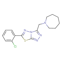 Chemical structure of 1-{[6-(2-chlorophenyl)-[1,2,4]triazolo[3,4-b][1,3,4]thiadiazol-3-yl]methyl}azepane - CSSB00121608330
