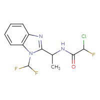 Chemical structure of 2-chloro-N-{1-[1-(difluoromethyl)-1H-1,3-benzodiazol-2-yl]ethyl}-2-fluoroacetamide - CSSB21332117621