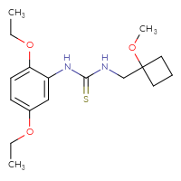 Chemical structure of 1-(2,5-diethoxyphenyl)-3-[(1-methoxycyclobutyl)methyl]thiourea - CSSB00218830015