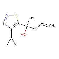 Chemical structure of 2-(4-cyclopropyl-1,2,3-thiadiazol-5-yl)pent-4-en-2-ol - CSSB21246270534