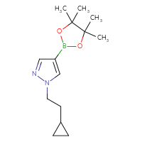 Chemical structure of 1-(2-cyclopropylethyl)-4-(4,4,5,5-tetramethyl-1,3,2-dioxaborolan-2-yl)-1H-pyrazole - CSSB00022280701