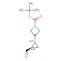 Chemical structure of rac-tert-butyl 3-[(1R,2S)-2-formylcyclopropyl]azetidine-1-carboxylate - CSSB02125633456