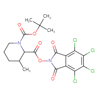 Chemical structure of 1-tert-butyl 2-(4,5,6,7-tetrachloro-1,3-dioxo-2,3-dihydro-1H-isoindol-2-yl) 3-methylpiperidine-1,2-dicarboxylate - CSSB20269569316