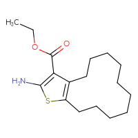 Chemical structure of ethyl 2-amino-4H,5H,6H,7H,8H,9H,10H,11H,12H,13H-cyclododeca[b]thiophene-3-carboxylate - CSSB00020594861