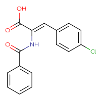 Chemical structure of (2Z)-3-(4-chlorophenyl)-2-(phenylformamido)prop-2-enoic acid - CSSB00020630220