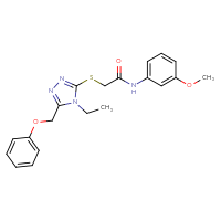 Chemical structure of 2-{[4-ethyl-5-(phenoxymethyl)-4H-1,2,4-triazol-3-yl]sulfanyl}-N-(3-methoxyphenyl)acetamide - CSSB00121647193