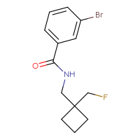 Chemical structure of 3-bromo-N-{[1-(fluoromethyl)cyclobutyl]methyl}benzamide - CSSB01974666131
