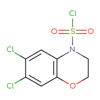 Chemical structure of 6,7-dichloro-3,4-dihydro-2H-1,4-benzoxazine-4-sulfonyl chloride - CSSB14992515732