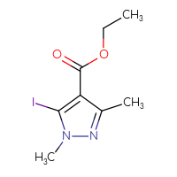 Chemical structure of ethyl 5-iodo-1,3-dimethyl-1H-pyrazole-4-carboxylate - CSSB03550248226