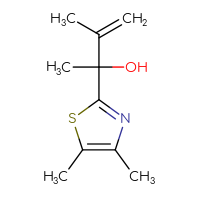Chemical structure of 2-(4,5-dimethyl-1,3-thiazol-2-yl)-3-methylbut-3-en-2-ol - CSSB00023600227