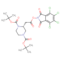 Chemical structure of 1,4-di-tert-butyl (2R)-2-{2-oxo-2-[(4,5,6,7-tetrachloro-1,3-dioxo-2,3-dihydro-1H-isoindol-2-yl)oxy]ethyl}piperazine-1,4-dicarboxylate - CSSB20269912754