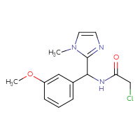Chemical structure of 2-chloro-N-[(3-methoxyphenyl)(1-methyl-1H-imidazol-2-yl)methyl]acetamide - CSSB21332099886