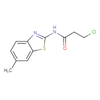 Chemical structure of 3-chloro-N-(6-methyl-1,3-benzothiazol-2-yl)propanamide - CSSB00011204804