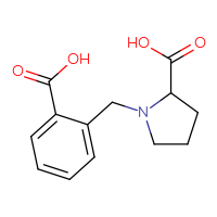 Chemical structure of 1-[(2-carboxyphenyl)methyl]pyrrolidine-2-carboxylic acid - CSSB21531607968