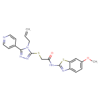 Chemical structure of N-(6-methoxy-1,3-benzothiazol-2-yl)-2-{[4-(prop-2-en-1-yl)-5-(pyridin-4-yl)-4H-1,2,4-triazol-3-yl]sulfanyl}acetamide - CSSB00025702047