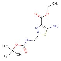 Chemical structure of ethyl 5-amino-2-({[(tert-butoxy)carbonyl]amino}methyl)-1,3-thiazole-4-carboxylate - CSSB00103148158