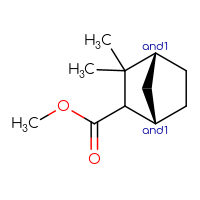 Chemical structure of rac-methyl (1R,4S)-3,3-dimethylbicyclo[2.2.1]heptane-2-carboxylate - CSSB20620689171
