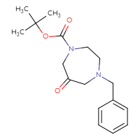 Chemical structure of tert-butyl 4-benzyl-6-oxo-1,4-diazepane-1-carboxylate - CSSB06835377727