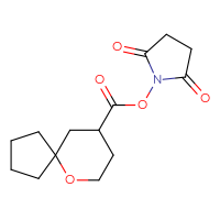 Chemical structure of 2,5-dioxopyrrolidin-1-yl 6-oxaspiro[4.5]decane-9-carboxylate - CSSB20270230035