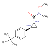 Chemical structure of rac-(1R,2R)-2-(4-tert-butylphenyl)-N-methoxy-N-methylcyclopropane-1-carboxamide - CSSB21291564101